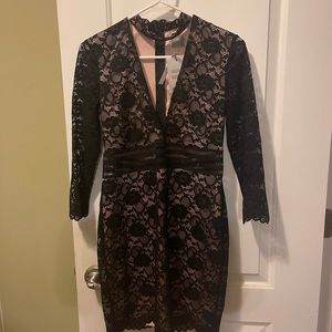 ASOS black and nude form fitted dress